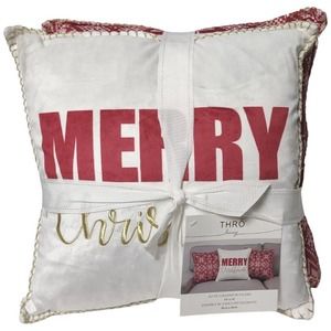 3Pc THRO Holiday Seasonal Pillow Home Decor Merry Christmas Or Craft Item
